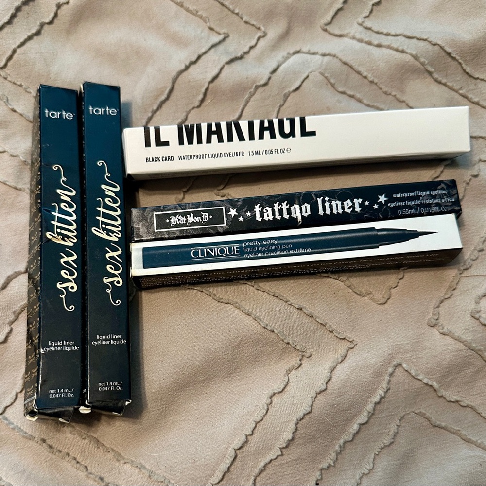 Set of FIVE NEW Tarte Sex Kitten Liquid Eyeliner, KVD, Clinique, Il Makiage